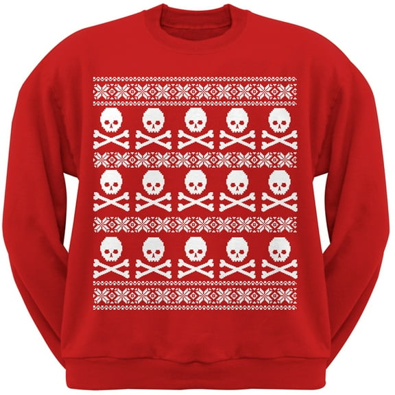 Big Skull And Crossbones Pattern Red Adult Sweatshirt