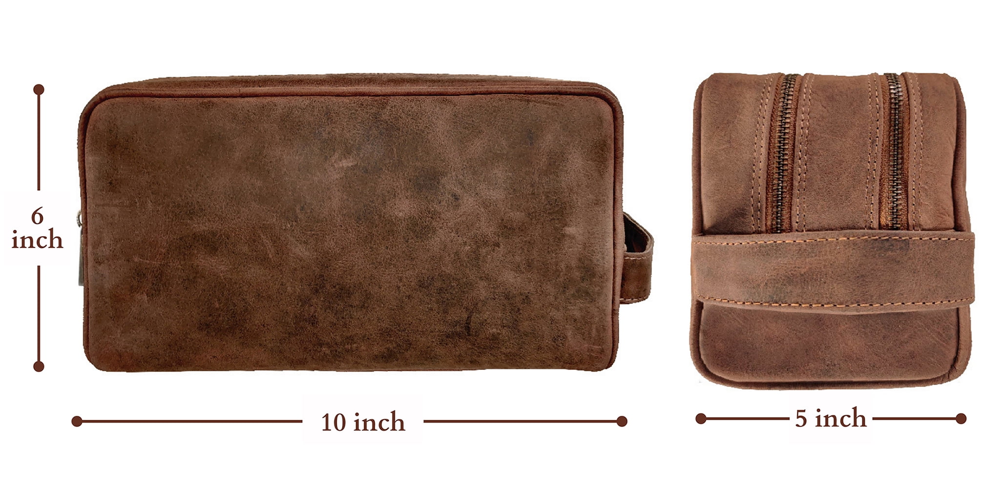 Leather Toiletry Bag Shaving Dopp Kit Travel Case Unisex Hygiene Organizer Cosmetic Makeup Bag by Rustic Town, Large