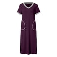 thumbnail image 5 of Women Nightgown Short Sleeve Soft Nightshirt Full Length Dress Sleepwear, 5 of 5