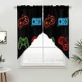 thumbnail image 5 of Game Controller Kitchen Window Curtains, Swag Curtains Valance for Bedroom Living Room Bathroom, Modern Art Gaming Handheld Black Rod Pocket Window Treatment Curtain Block Drapes 2 Panels 36"x36", 5 of 9