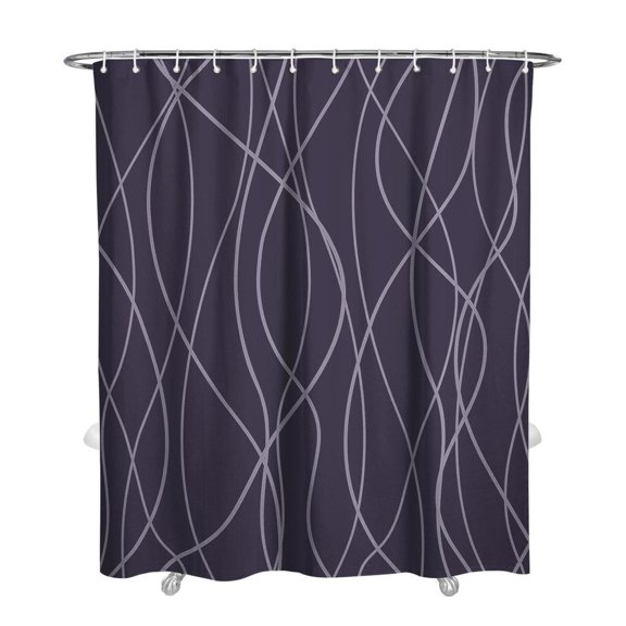 Black Shower Curtain for Bathroom with Hooks Shower Curtain Set,Purple Stripe Bath Curtains Decorative Shower Curtains Water Repellent Washable, 72x84