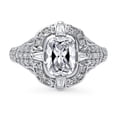 thumbnail image 2 of BERRICLE Sterling Silver Vintage Inspired Art Deco Cubic Zirconia CZ Statement Fashion Ring for Women, Rhodium Plated Size 5, 2 of 9