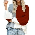 thumbnail image 1 of Pisexur Chandails pour Femmes, Chandails à Manches Longues Tendance, Col Rond, Patchwork Coloré, Automne, Blouse Ample, Chandail-Over Surdimensionné pour Femmes, 1 of 3