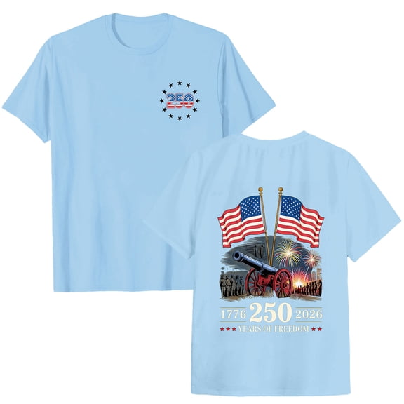 felwors 250 Years America Shirt for Women Vintage Happy 250th Birthday USA Shirt Independence Day 1776-2026 Freedom Shirts (Sky Blue, XXXL)