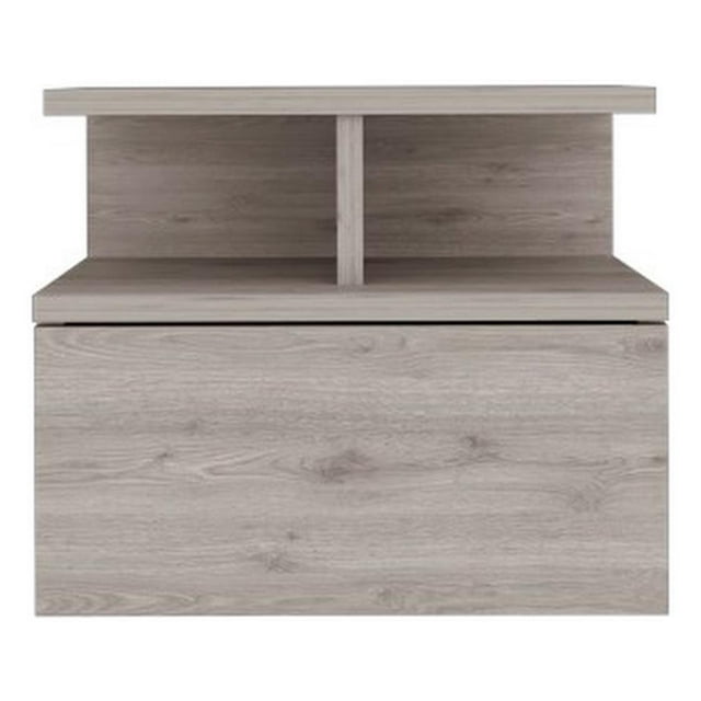 Pemberly Row Contemporary Floating Nightstand Engineered Wood Light Gray