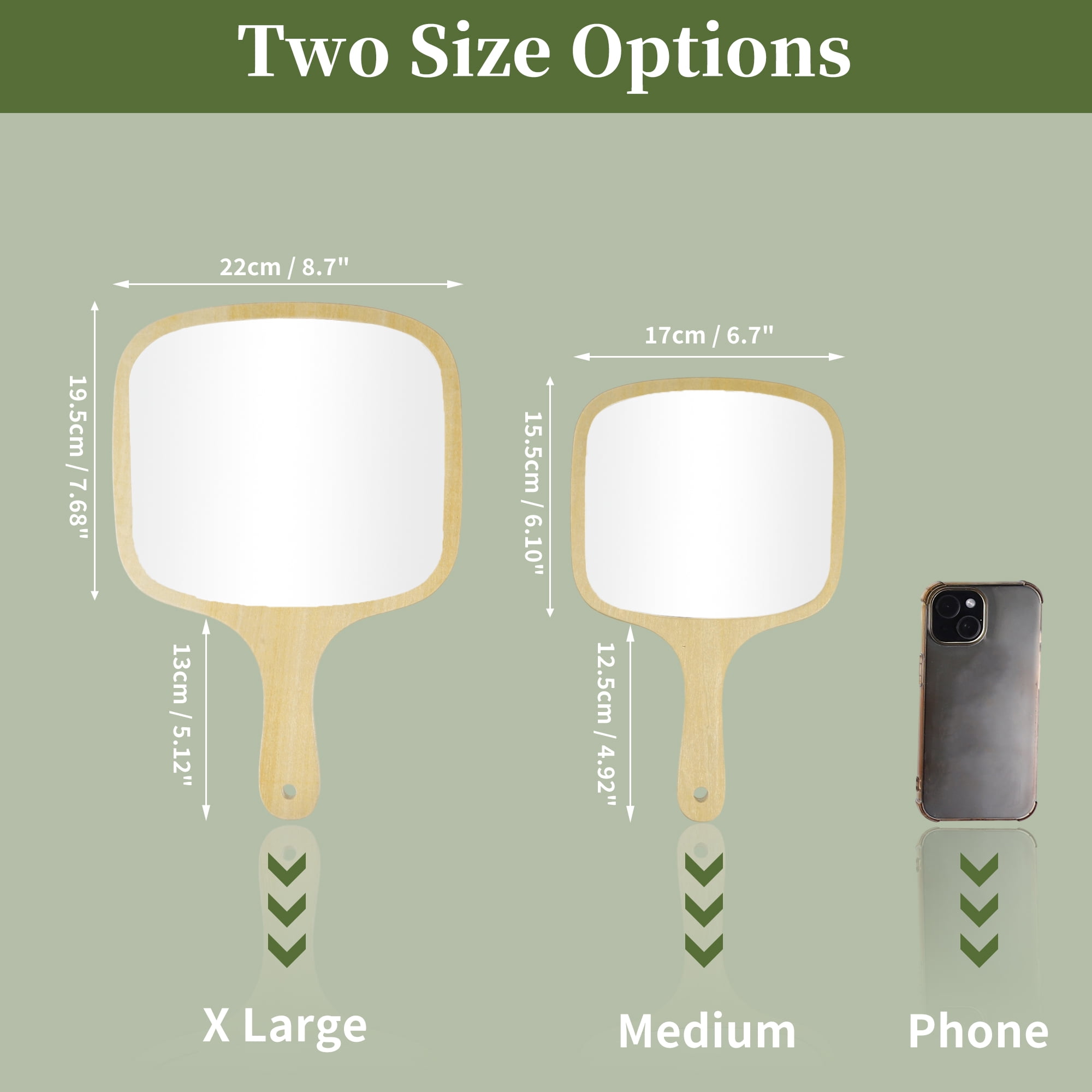 Unique Bargains HMirror with Handle Bamboo Handheld Mirror for Shaving Travel Wood M