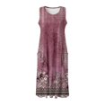 thumbnail image 3 of WILLBEST Vestido Largo Informal De Verano Para Mujer, Estampado, Sin Mangas, Hasta La Rodilla, Para Playa, Cuello Redondo, Con Bolsillos, Para Vacaciones, Viajes Y Uso Diario., 3 of 3