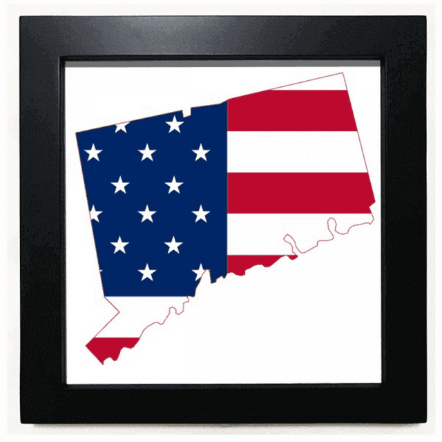 Connectic USA Carte Étoiles Rayures Drapeau Forme Cadre Carré Noir Image Murale Table