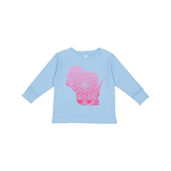 Inktastic Wisconsin Silhouette Mandala Boys or Girls Long Sleeve Toddler T-Shirt
