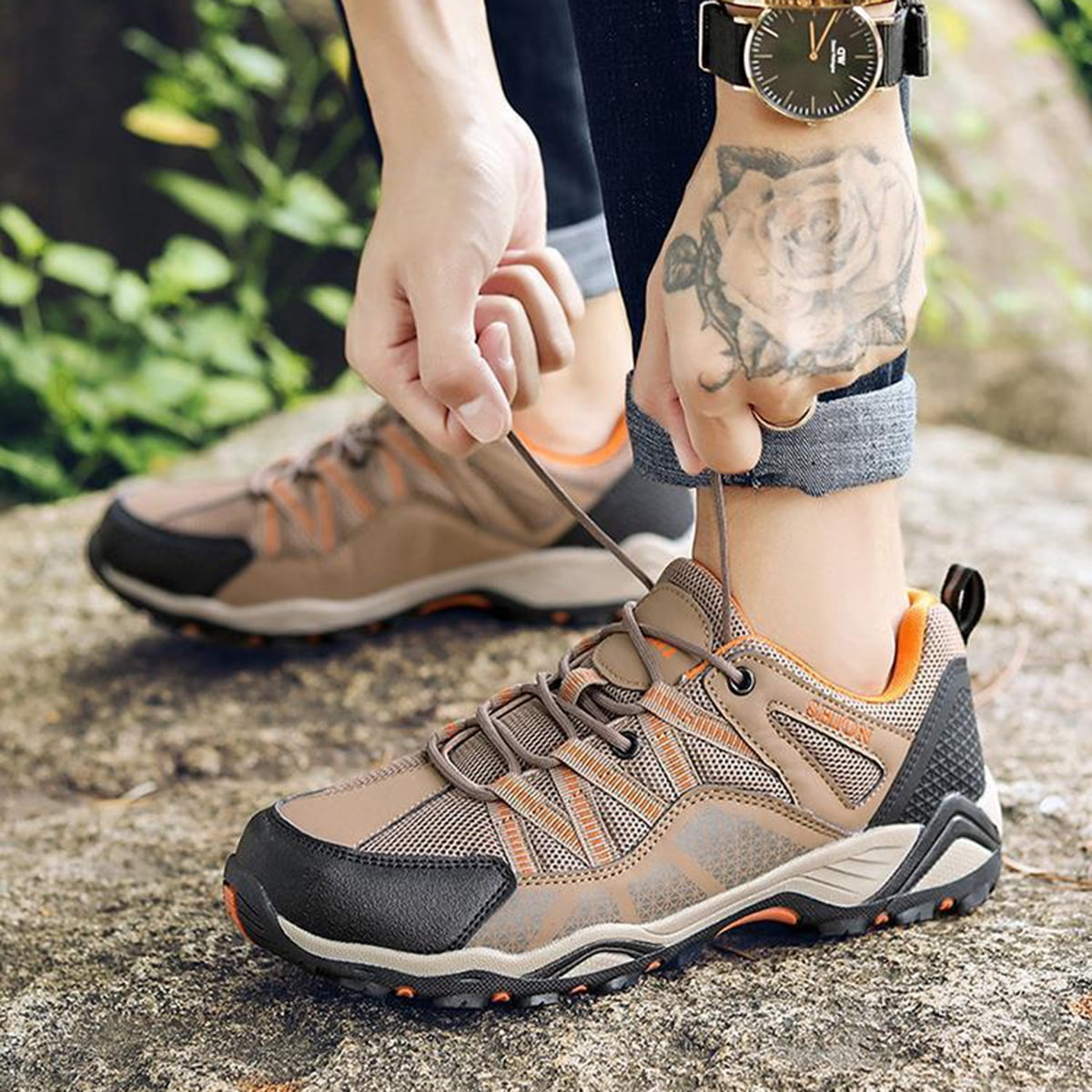 AUXDIQ Hiking Shoes Mens Waterproof Mountain Trekking Shoes Women Breathable Walking Shoes Outdoor Sports Winter Boots
