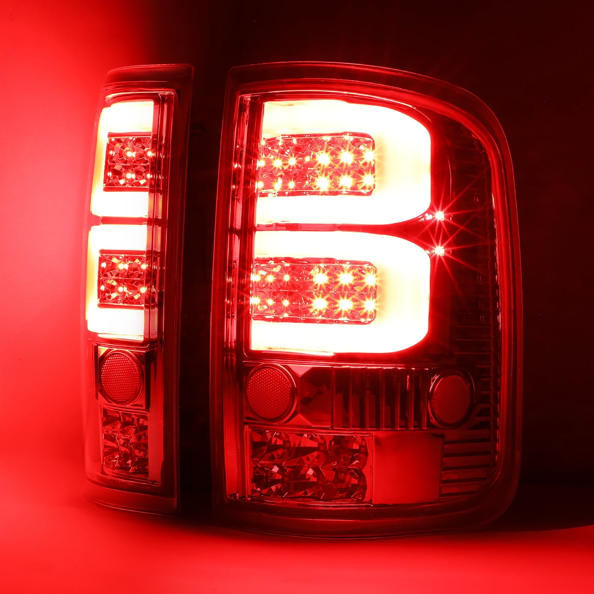 For 2004 2008 Ford F150 Lobo Pair Chrome Housing Red Led For 2004 2008 Ford F150 Lobo Pair Chrome Housing Red Led Bar Tail Light Rear Brake Lamps