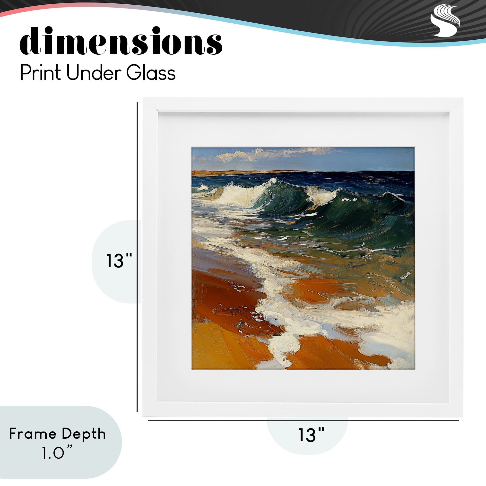 Stupell Industries Glassy Ocean Waves Break White Framed Print Under Glass, design by Walker Noble