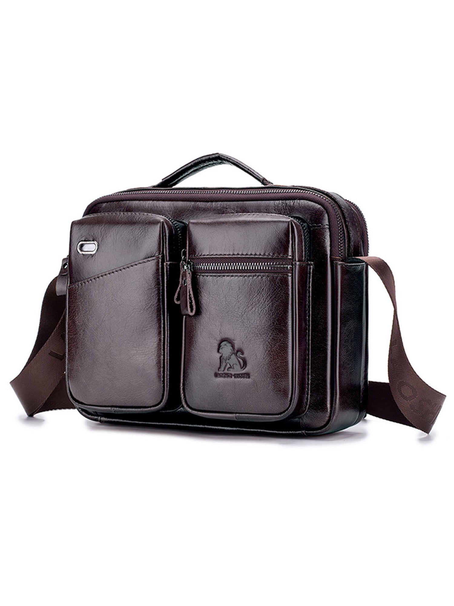 UKAP Men Shoulder Bag Crossbody Laptop Bags Large Capacity Durable  Briefcases Multi Pockets Mens Waterproof Zipper Leather Designer Brown 15  Inches