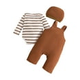 thumbnail image 4 of Kogui Baby Boy Newborn Outfits Winter Baby Boy Clothes Newborn Boy Outfit Infant Romper Winter Fall Long Pants Set Hat 3PC 0 3 6 9 12 18 24 Months (Brown,0-3 Months), 4 of 8