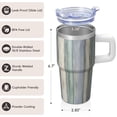 thumbnail image 3 of 20oz Travel Coffee Mug with Handle, Stainless Steel Double Wall Insulated Tumbler Geometric Texture Leak Proof Straw, 3 of 5