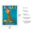 thumbnail image 2 of Hawaii By Clipper - Hawaiian Hula Girl - Vintage Airline Travel Poster by John Atherton c.1950s - Fine Art Matte Paper Print (Unframed) 20x26in, 2 of 4