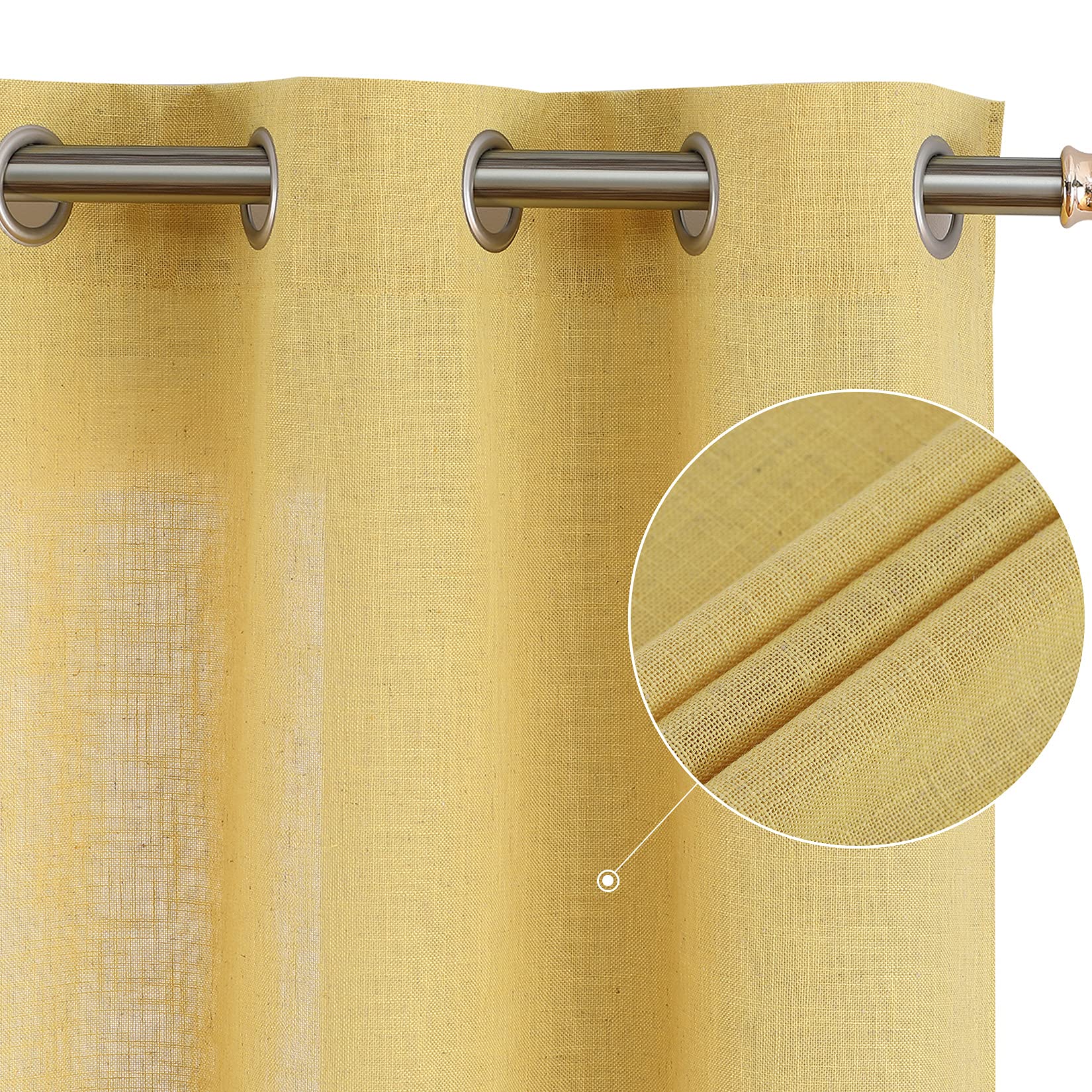 Linen Blend Textured Grommet Window Curtain Panels for Kitchen Living