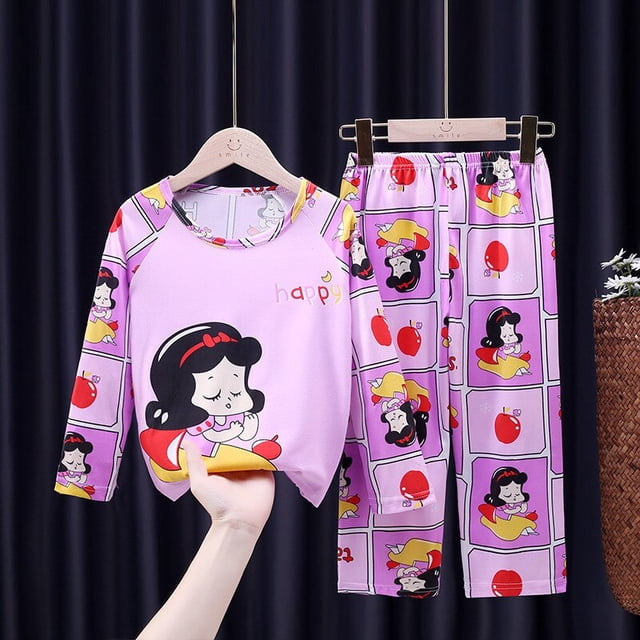 Disney Frozen Elsa Conjunto de pijamas para niños Ropa de dormir Pijamas para niños de primavera y otoño Ropa de casa de dibujos animados de manga larga Traje Thin10 altura 105-115cm Gao Jinjia LED