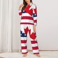 thumbnail image 2 of Fotbe USA Canada Flag Conjunto de Pijama de Manga Larga para Mujer con Estampado, Ropa de Dormir de 2 Piezas, Conjunto de Casa Suave y Cómodo con Bolsillos-Small, 2 of 7