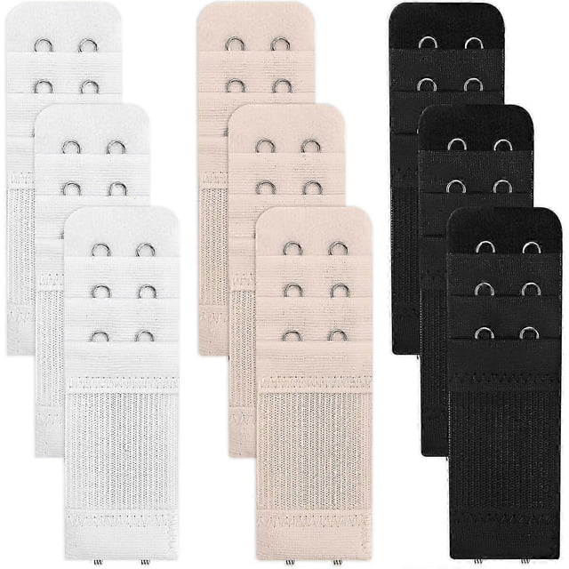 Soft Elastic Bra Extender Straps, 9-Pack with 2 Hooks and 3 Rows for Added Comfort and Fit