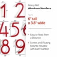thumbnail image 2 of Floating Mount Shadow House Address Number, Modern Metal Numbers for Mailbox, Glossy Red, 6", HH-SDW6-RED-9, 2 of 5