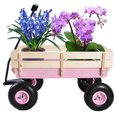 thumbnail image 2 of Outdoor Beach Wagon All Terrain Pulling With Wood Railing and Air Tires, Sport Wagon for Kids, Perfect for Garden, Farm, Yard, Pink, 2 of 9