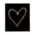 thumbnail image 2 of Durable Soft Flannel Blanket - Minimalistic White Heart Design on Black Cozy for Sofa Travel Bed and Chair - Perfect Warmth, 2 of 5