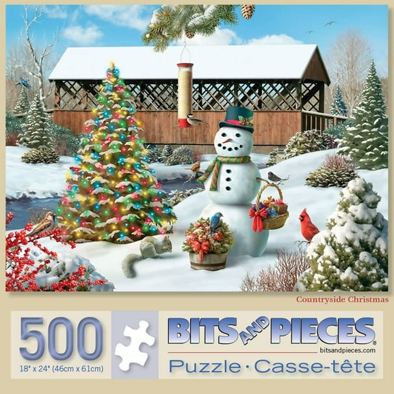 500-Piece Countryside Christmas Snowman Puzzle by Alan Giana, 18×24″