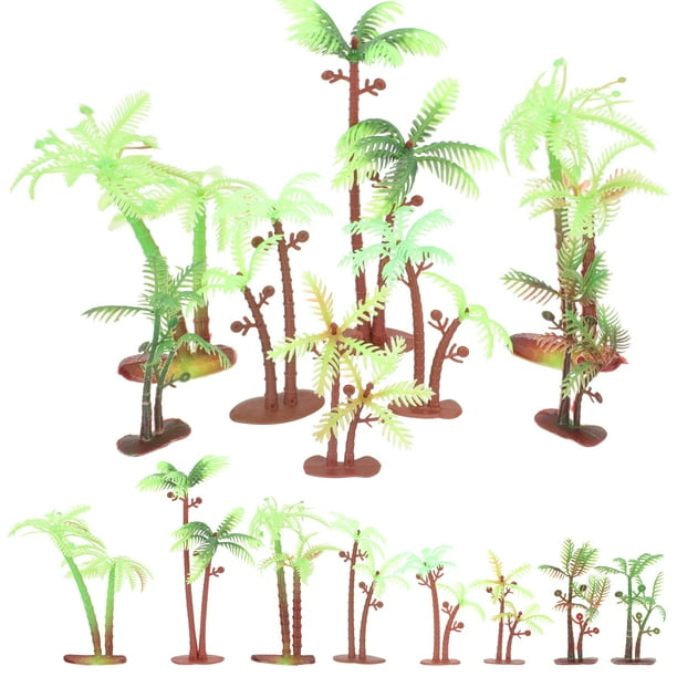 40 piezas de plantas de acuario de plástico, cocotero artificial, adorno para pecera.