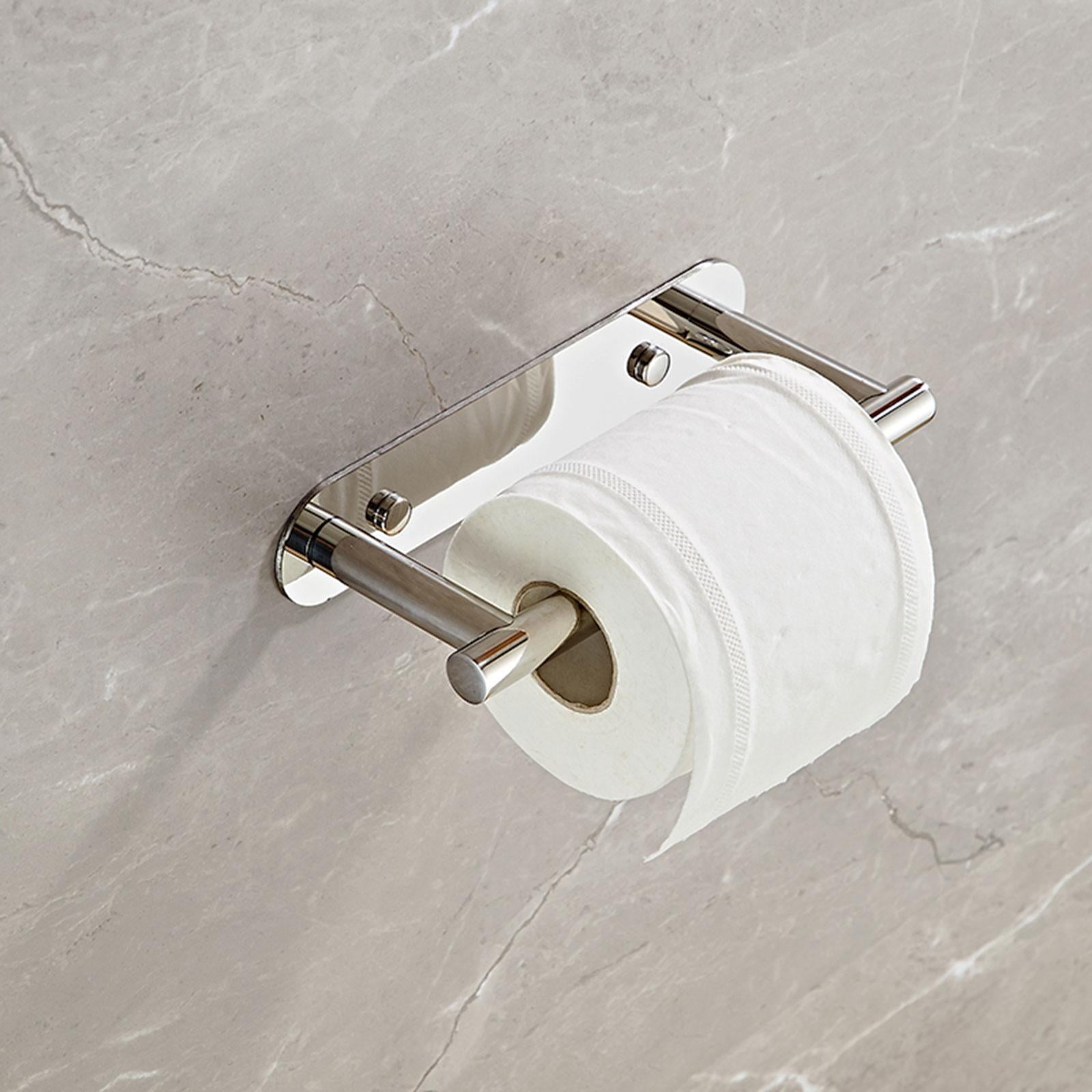 Fiocias Toilet Paper Holder Modern Sturdy Wall Mount Toilet Paper Roll Dispenser Storage Glossy Silver