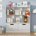 thumbnail image 6 of 4-Tier Wooden Open Shelf Bookcase with Fabric Drawers, 8 Cube Kids Bookshelf, Freestanding Book Shelves, Kids Bookcase Cubby Storage Organizer for Bedroom, Living Room, Office, White, 6 of 9