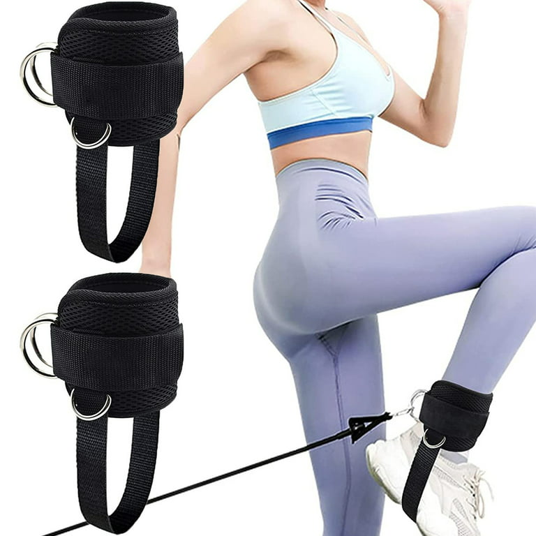 Hapeisy Ankle Straps (Pair) for Cable Machine Glute Kickbacks, Padded Ankle  Cuffs Gym Lower Body Exercises Fitness Accessories, Adjustable Comfort fit