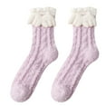 thumbnail image 3 of 3Pairs Fuzzy Socks for Women Cozy Fluffy Winter Slipper Warm Socks,Women Autumn and Winter Thickened Coral Fleece Socks Cute Cartoon Tube Socks Christmas Socks Comfortable Socks Multi-color, 3 of 6