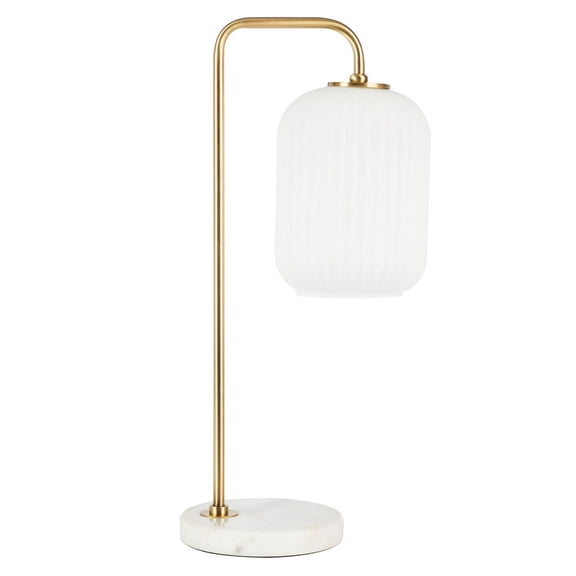 SAFAVIEH Weller 20 in. Modern Chic Table Lamp, Gold/White Marble