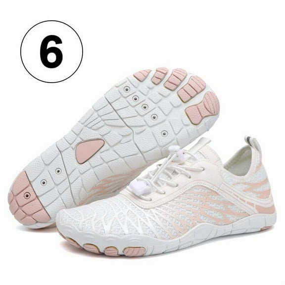 ZUTY Water Shoes for Women Barefoot Adult Quick Dry Aqua Socks Lightweight Swim Shoes for Surfing Swimming Beach Sports Kayaking Diving Non Slip Design White 6 Size