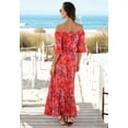 thumbnail image 3 of LASCANA Women's Off Shoulder Printed Maxi Dress, 3 of 5