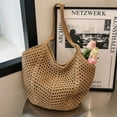 thumbnail image 4 of Straw Beach Bag for Women - Handmade Raffia Woven Tote Handbag, Summer Mesh Beach Purse for Vacation Holiday, 4 of 7