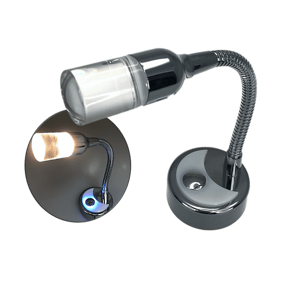 Pactrade Marine Boat RV Auto Goose Neck Warm White LED Adjustable Aluminum Reading Light Touch Switch Non-Magnetic Night Light (Lens Size: Medium)
