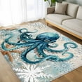 thumbnail image 4 of Teal Octopus Coastal Area Rugs 5x7 for Living Room, Summer Beach Vintage Nautical Non Slip Washable Rug Runner, Low Pile Indoor Floor Carpet Mat Bathroom Rugs for Bedroom, Kids Room, 4 of 9