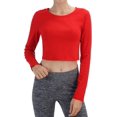 thumbnail image 1 of GHSDFBB Women's Basic Round Neck Long Sleeve Crop Top, 1 of 6