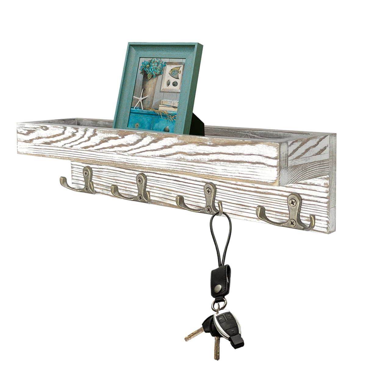 Floating Shelves Vintage Coat Rack Wall Mounted with Shelf, Rustic