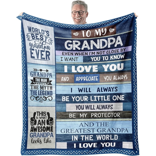 LHSHID Grandpa Blanket Gifts for Fathers Day for Grandpa Gift from Granddaughter Grandpa Gift from Grandson Best Grandpa Ever Blanket for Sofa Birthday for Grandpa 60"x80"