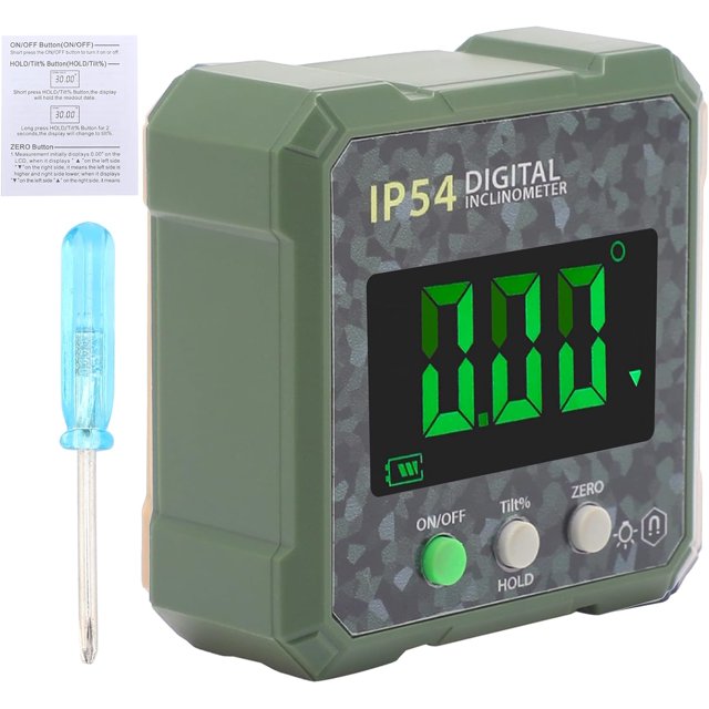 Yazoeia Digital Inclinometer,Digital Angle Finder,Mini LCD Display Digital Angle Gauge with Magnet Waterproof Protractor Inclinometer Box for Woodworking Telecommunication CJC912-107122