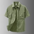 thumbnail image 2 of Men's Short Sleeve Casual Shirt Nylon Workwear Button Down with Multiple Pockets Loose Fit Comfortable for Daily Wear Spring Summer Fall Mens Summer Lightweight Pullover Tee Shirts, 2 of 3
