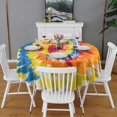 thumbnail image 2 of Vibrant Tie Dye Spiral Round Tablecloth 60"x60",Wrinkle Wipeable Table Cloth for Kitchen Dining Room Picnic Patio Party, 2 of 6