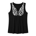 thumbnail image 6 of VBVC Women's Contrast Lace V Neck Tank Top , Ladies' Button Detail Empire Waist Blouse , Summer Sleeveless Babydoll Shirts For Women,Black,S-2XL, 6 of 6