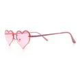 thumbnail image 6 of Womens Hippie Bubbly Heart Shape Half Rim Metal Retro Sunglasses All Pink, 6 of 7