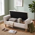 thumbnail image 2 of Howcool 51.5" Linen Storage Ottoman Bench, Upholstered End of Bed Bench for Bedroom Living Room Entryway Window Seat（Beige）, 2 of 6