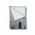 thumbnail image 2 of United States Soft Flannel Fleece Blanket, San Francisco Bridge and Cityscape Metropolis Financial District, Cozy Plush for Indoor and Outdoor Use, 50" x 60", Baby Blue Orange White, by Ambesonne, 2 of 6