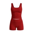 thumbnail image 3 of ZyeKqe 2 Piece Workout Sets for Women Square Neck Cropped Tank Tops Tight Gym Shorts Casual Sports Yoga Tracksuits, 3 of 8